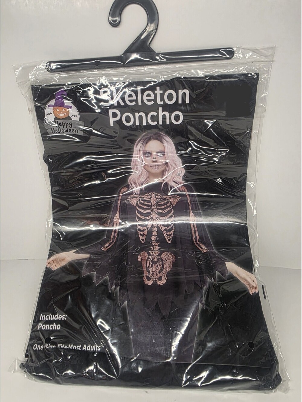 Skeleton Poncho Adult Women One Size Fits Most Glitter Halloween Bones Sexy